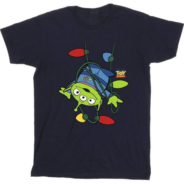 (L, Navy Blue) Disney Mens Toy Story Christmas Lights Aliens T-Shirt