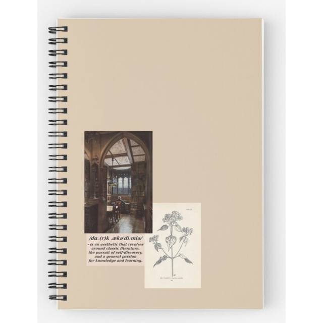 Spiral Notebook Dark Academia Aesthetic A5 120 Pages