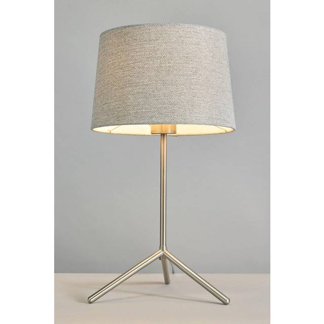 Stassy Tripod Feet Table Lamp with Grey Shade, Satin Nickel