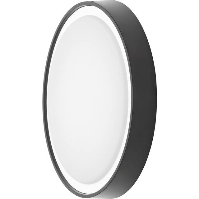 Flotta Large Outdoor LED Round Flush Wall Light, Black