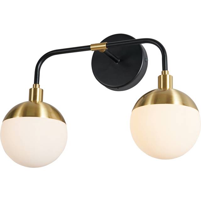 Spa Lille 2Lt Bathroom Wall Light Ip44 Blk/Sbrs/Opl, Black
