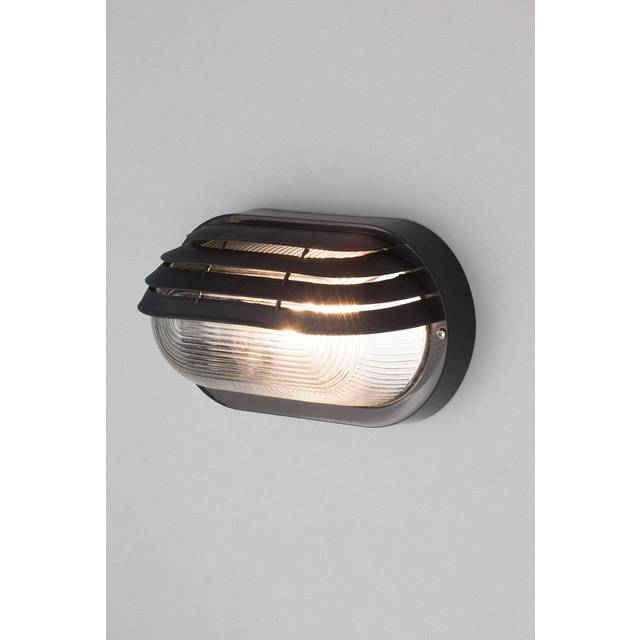 Wyre Oval Outdoor Bulkhead Eyelid Wall Light, Black