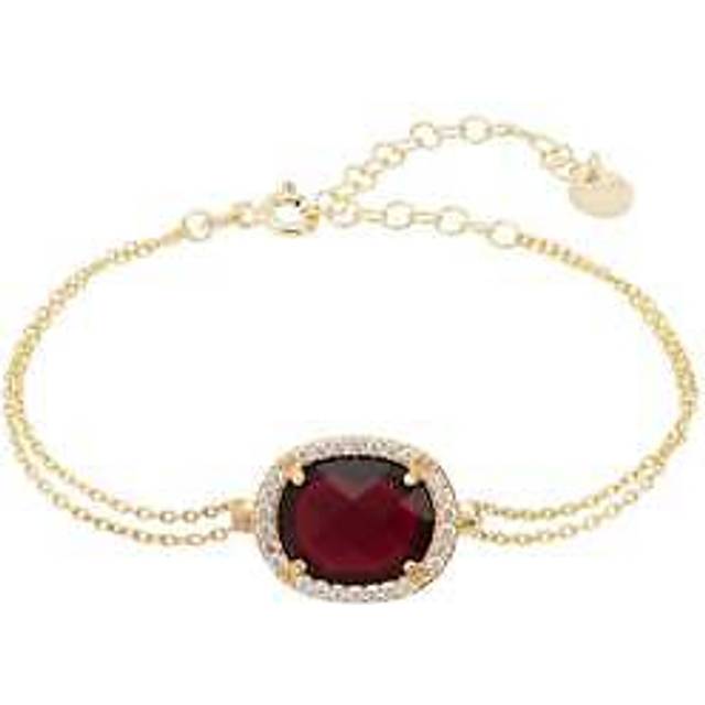 Beatrice Oval Gemstone Bracelet Gold Garnet - Red - One Size