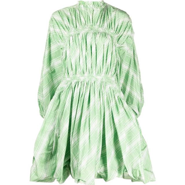 Jil Sander Women's Plaid-Check Pattern Mini Dress in Green | Size 34 | J03CT0249J70133361 (34)