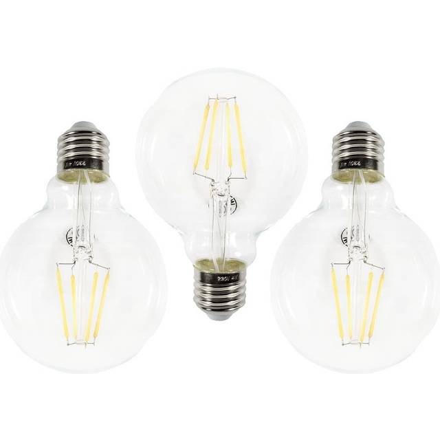 Pack of 3 4W E27 Edison Screw Globe Bulb - Clear - One Size