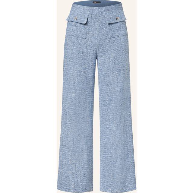 Maje Womens Bleus Mid-rise Wide-leg Tweed Stretch Cotton-blend Trousers 14