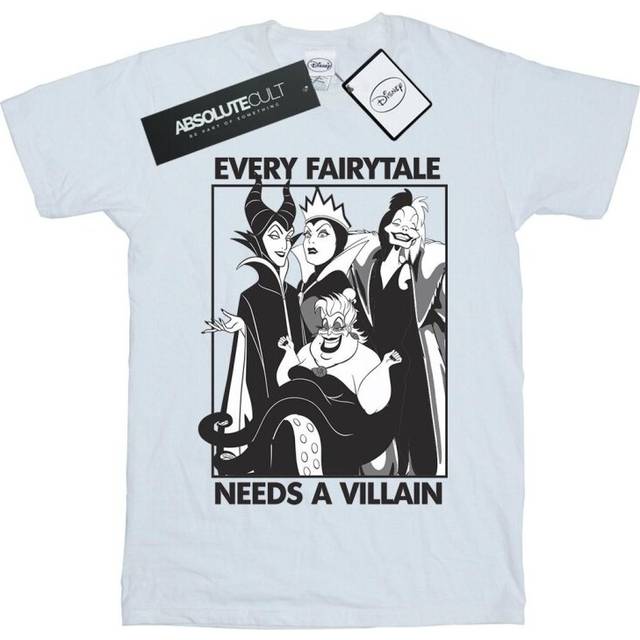(S, White) Disney Mens Every Fairy Tale Needs A Villain Cotton T-Shirt
