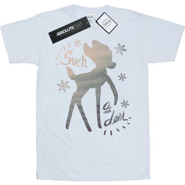 Bambi Winter Deer Cotton Boyfriend T-Shirt - White