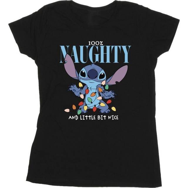 Lilo & Stitch Naughty & Nice Cotton T-Shirt - Black - M