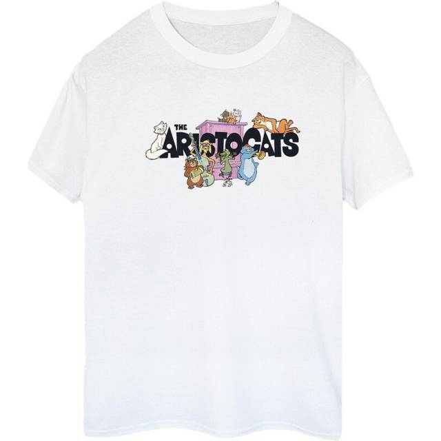 Disney T-shirt för damer/damer Aristocats logotyp bomull pojkvän M vit