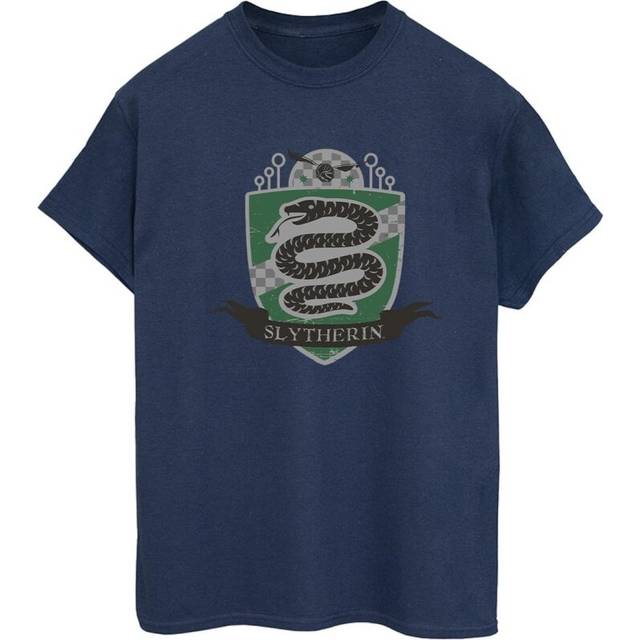Slytherin Chest Badge Cotton Boyfriend T-Shirt - Navy - XL