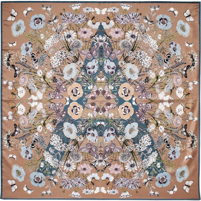 Aspinal Of London Silk Printed Square Scarf - Brown - One size