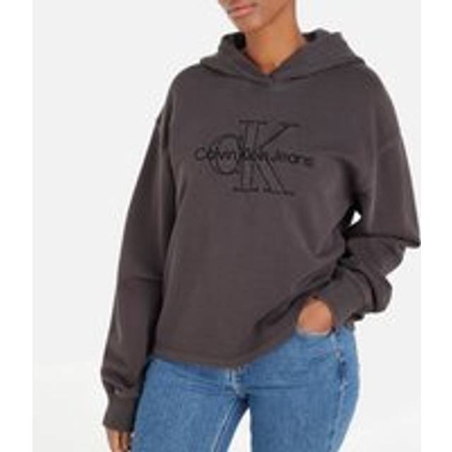 Calvin Klein Jeans Logo-Embroidered Cotton-Jersey Hoodie - XS - Black