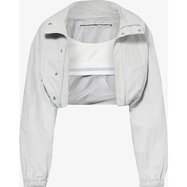 Alexander Wang Gray & White Bolero Bomber Jacket - 073 Microchip - XL