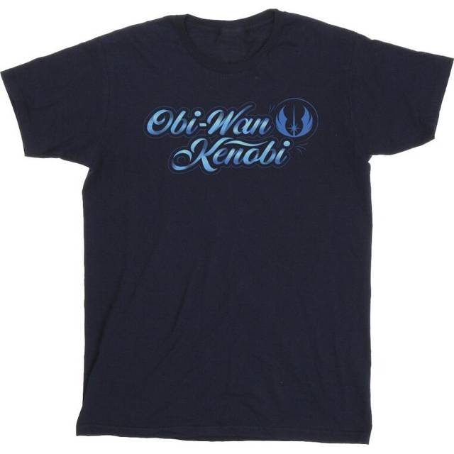 Obi-Wan Kenobi Ribbon Font T-Shirt - Navy - XL