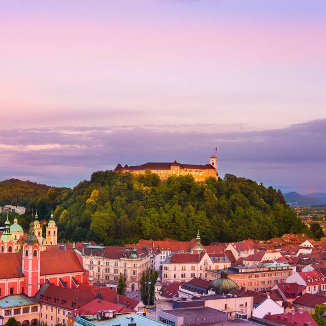 Panorama of Ljubljana, Slovenia, Europe. by Kasto80 - Wrapped Canvas Photograph (30cm H x 30cm W)