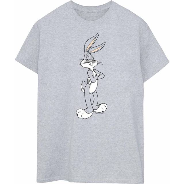 Bugs Bunny Crossed Arms Cotton Boyfriend T-Shirt - Grey - XXL
