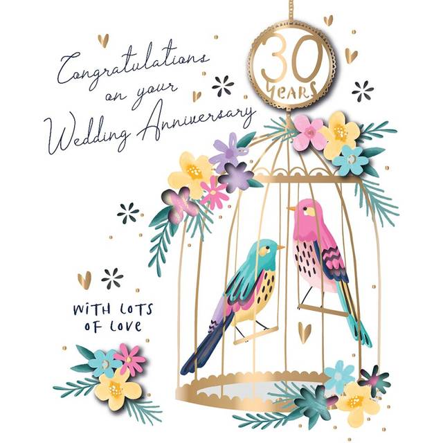 30 Years Embellished Pearl Wedding Anniversary Card Talking Pictures Cards
