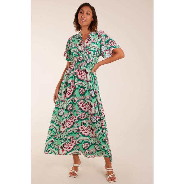 Blue Vanilla Womens Oversized Paisley A Line Maxi Dress - Green - Size Small