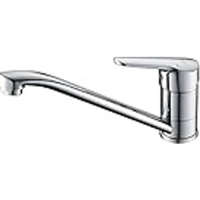 M14450 Kitchen Sink Mixer Tap, Caravan Tap, Monobloc Single Top Lever with Long Swivel Spout, Single Handle 360 Swivel, Brass Body Chrome