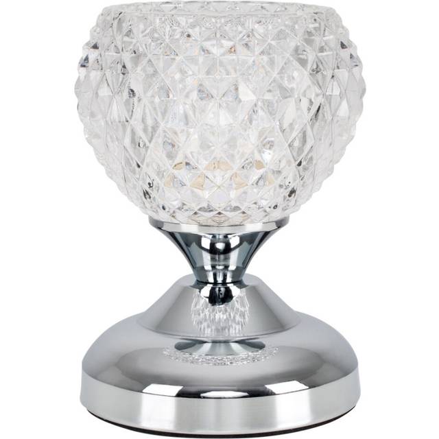 Modern Silver Chrome & Decorative Glass Bedside Touch Table Lamp - Complete with a 3w LED Dimmable G9 Bulb [6000K Cool White]