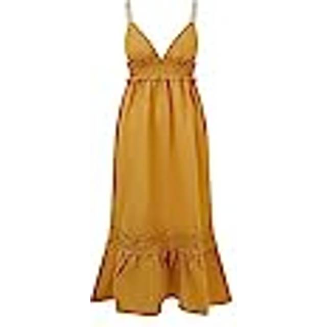 Linen Maxi Dress Mustard - 10