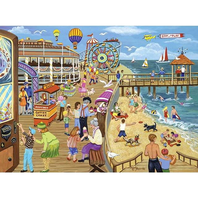 Bits and Pieces - 500 Piece Jigsaw Puzzle for Adults - ?Ice Cream on The Boardwalk? 500 pc Large Piece Jigsaw by Artist Sandy Rusinko - 18? x 24?