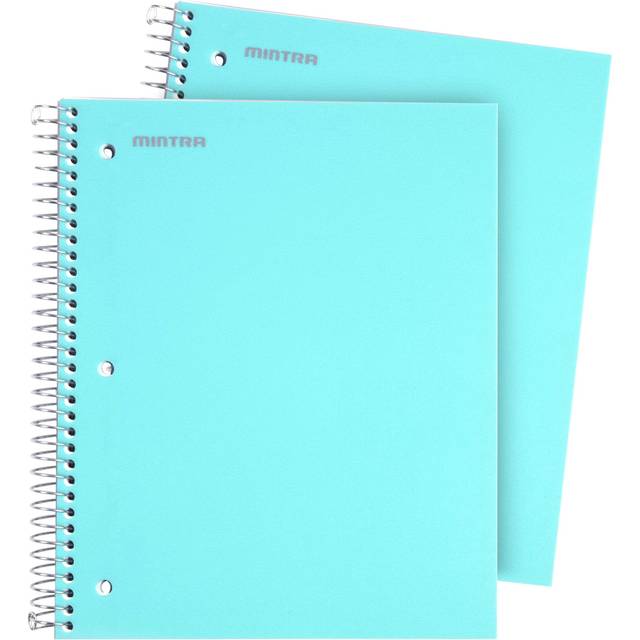 Mintra Office Durable Spiral Notebooks  3 Subject (Teal  Wide Ruled 2pk)