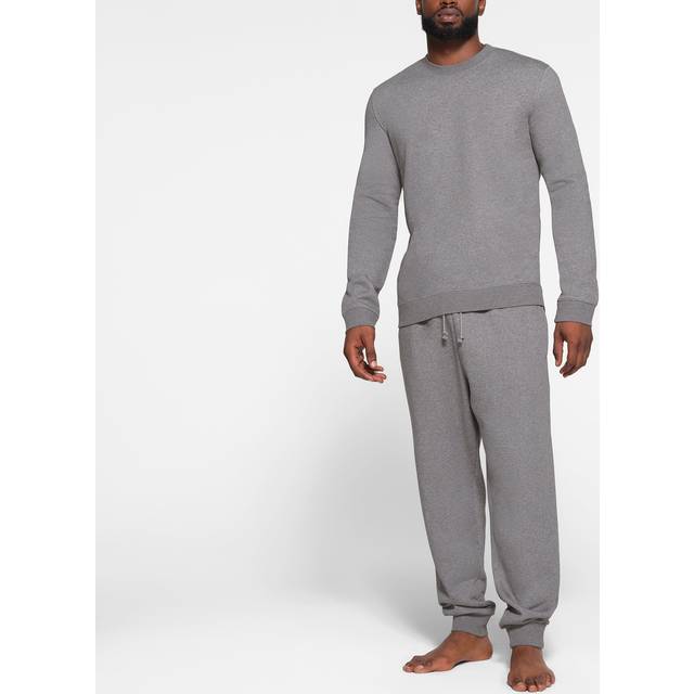 SKIMS Gray Fleece Lounge Crewneck Sweatshirt - DARK HEATHER GREY - XXXL