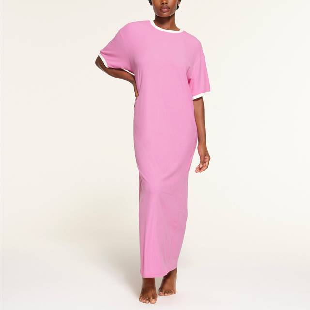 SKIMS Ringer T-Shirt Long Dress | Pink | 2XS | Soft Lounge - Blush