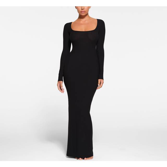 SKIMS Petite Long Sleeve Dress | Black | 3XP | Soft Lounge - Onyx
