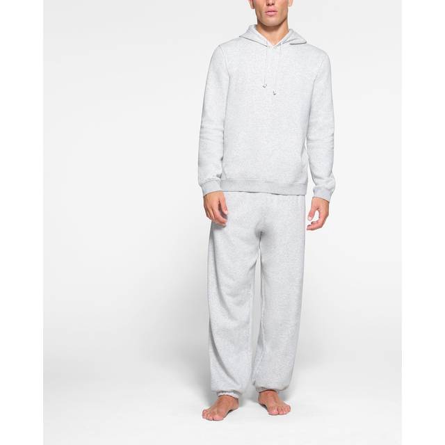 SKIMS Gray Fleece Lounge Classic Hoodie - LIGHT HTHR GREY - L