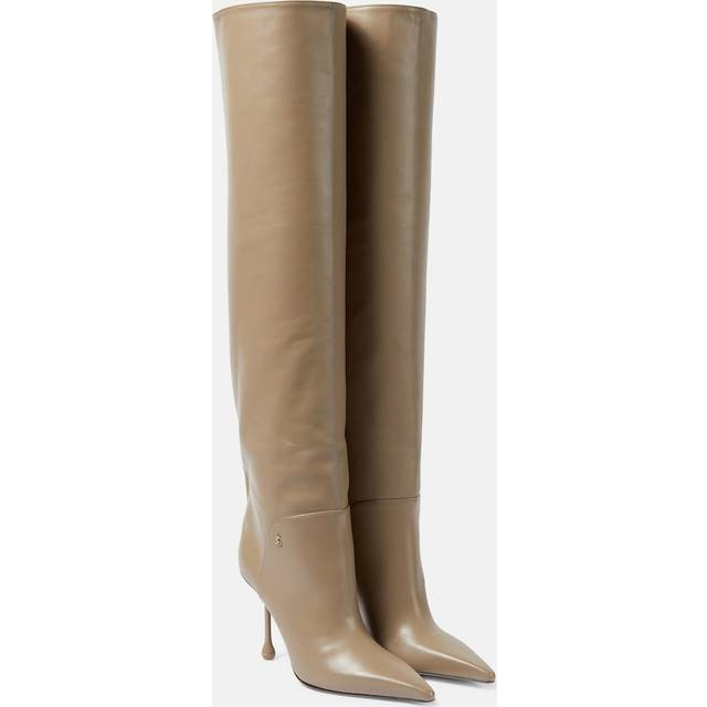 Jimmy Choo Cycas 95 leather over-the-knee boots - grey (UK 6.5)