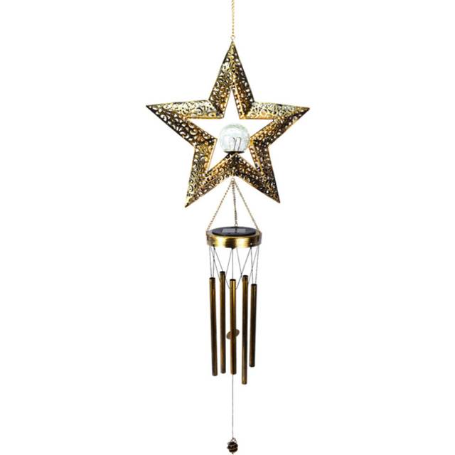 Solar Garden Light, Wrought Iron Hollow Wind Chime Light, Pendant Led Outdoor Landscape Decorative Light