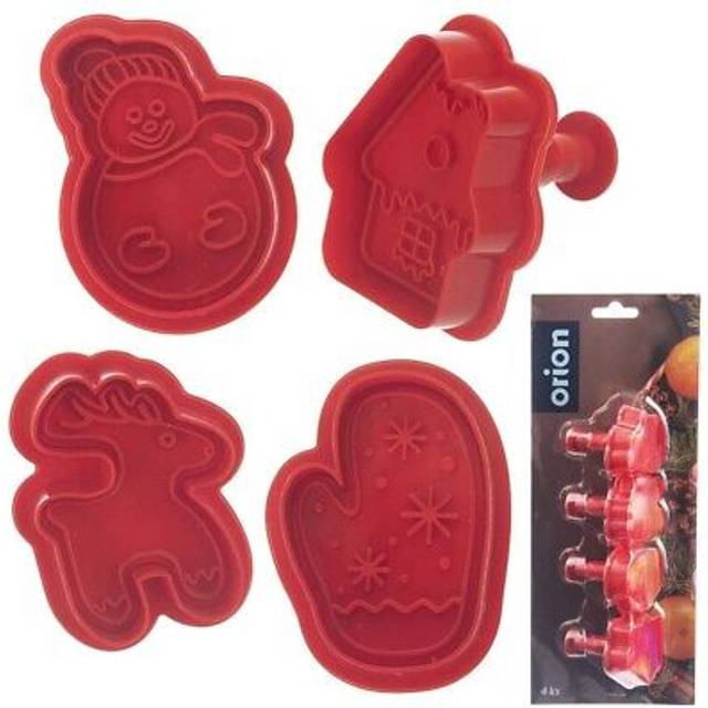 Set of 4 cake tins with a Christmas motif and stamp function