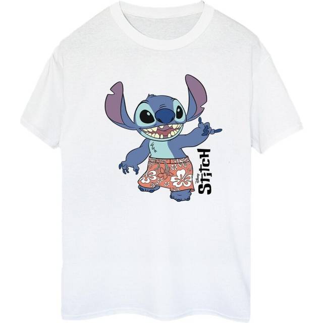 Lilo & Stitch Bermuda Shorts Cotton Boyfriend T-Shirt - White - XL