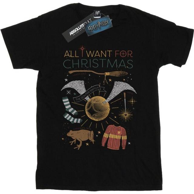 All I Want For Christmas Cotton Boyfriend T-Shirt - Black