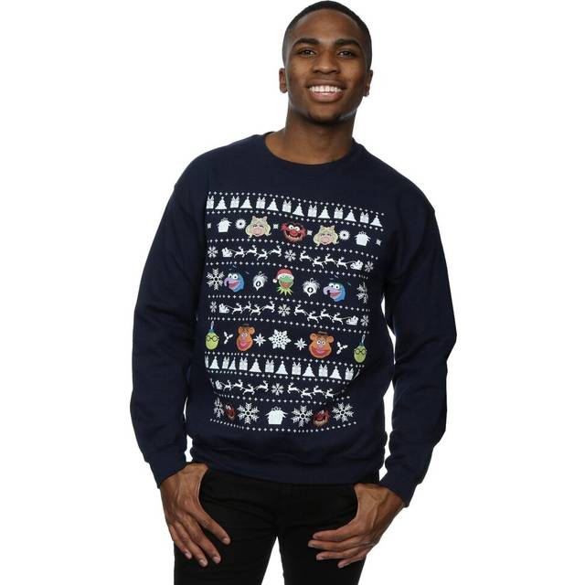(M, Navy Blue) Disney Mens The Muppets Christmas Heads Sweatshirt