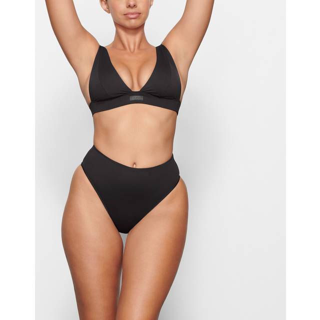 Skims Womens Onyx Rcycld Plunge Bik Top Xxl - ONYX