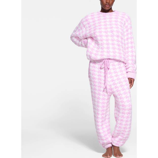 SKIMS Knit Unisex Jogger Pants | Pink | Large/XL | Cozy - Petal Houndstooth - L/XL