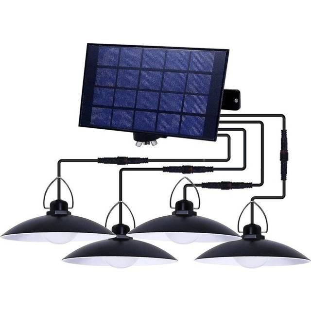 Solar Light Portable Camping Lamp Outdoor Four Heads Warm White 30w