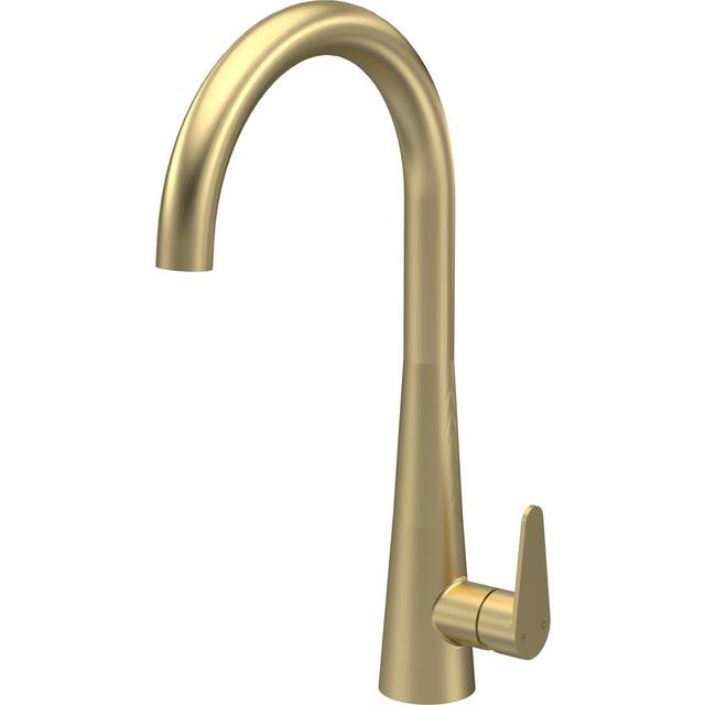 Nuie samir brushed brass mono kitchen sink mixer swivel tap single lever handle