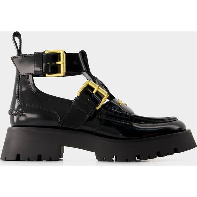 Alexander Wang Black Carter Box Calf Ankle Strap Boots - 001 Black - IT 36