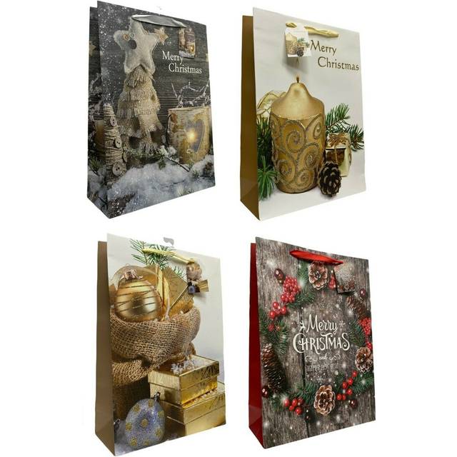 Large Christmas Gift Bags Set of 8 Present Bags Festive Xmas Design With Handles