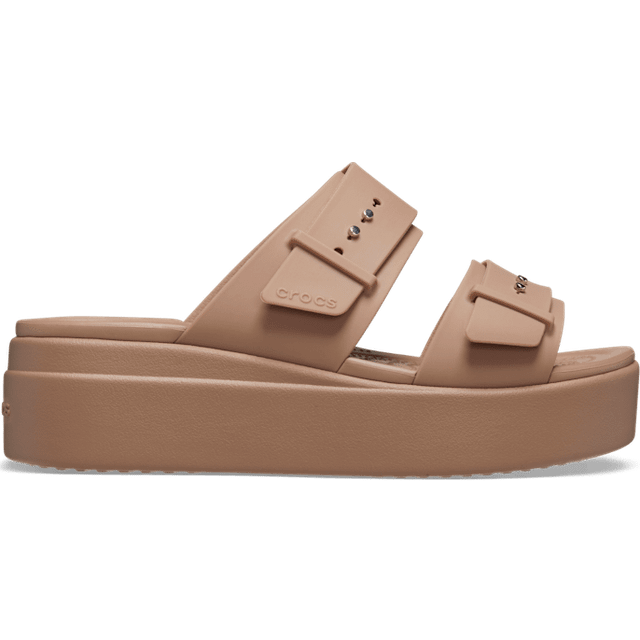 Brooklyn Buckle Wedge Mules - Dark Beige - 37/38 (4 to 5)