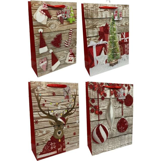 Christmas Gift Bags Set of 8 Large Present Bags Festive Xmas Design With Handles