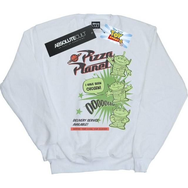 (XL, White) Disney Mens Toy Story 4 Pizza Planet Little Green Men Sweatshirt