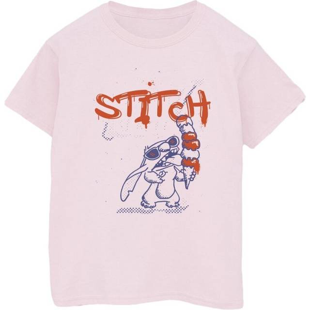 Lilo & Stitch Ice Cream Cotton Boyfriend T-Shirt - Baby Pink - M