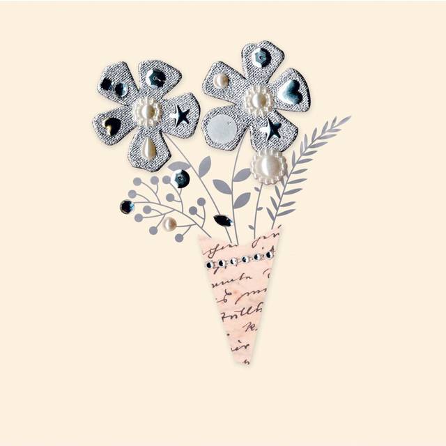 Jewelled Handmade Embellished Floral Bouquet Birthday Card Luxury Greeting Cards