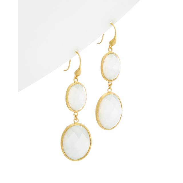 Rivka Friedman 18K Yellow Gold Clad Cat's Eye Crystal Drop Earrings